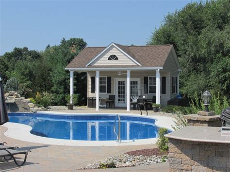 metal roof pool house|prefab pool house with overhang.